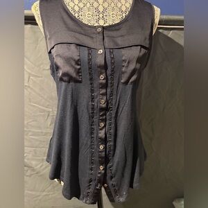 Ann Taylor Dark Navy Button-Down Blouse